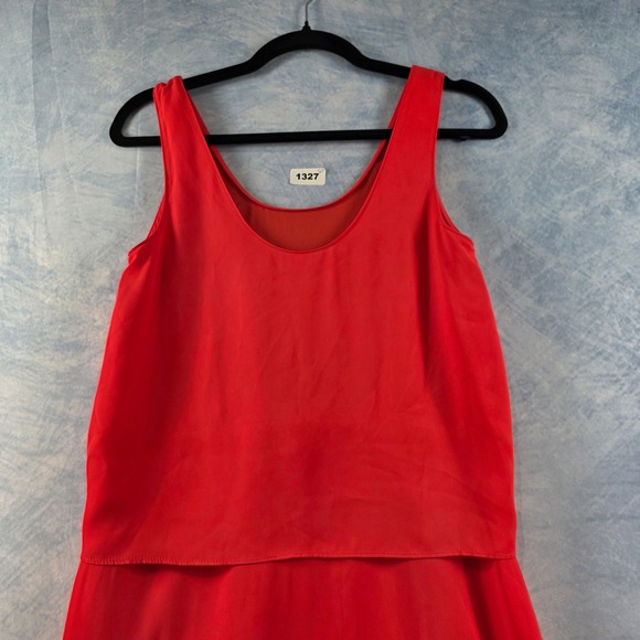 Amanda Uprichard Red Silk Front Tie Popover Mini Dress Petite P Sleeveless - Picture 7 of 7